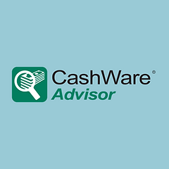 CashWare Advisor logo on blue background.