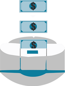 Currency going into a cash recycler.