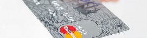 Closeup on a MasterCard debit card.